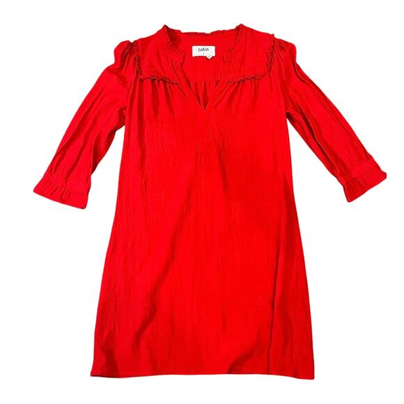 Ba&sh Track Grenadine Lady Dress Long Sleeve V Neck Shift Dress 1 Womens S Red - Picture 1 of 9